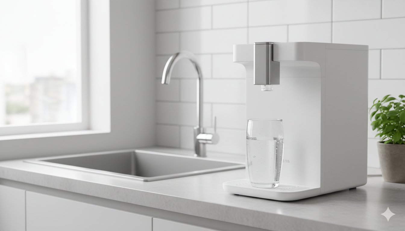 Compact water purifier in a modern kitchen
