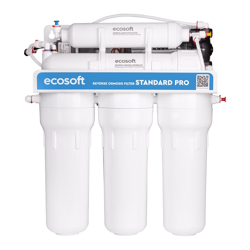 Ecosoft Standard PRO reverse osmosis system with mineralization and pump